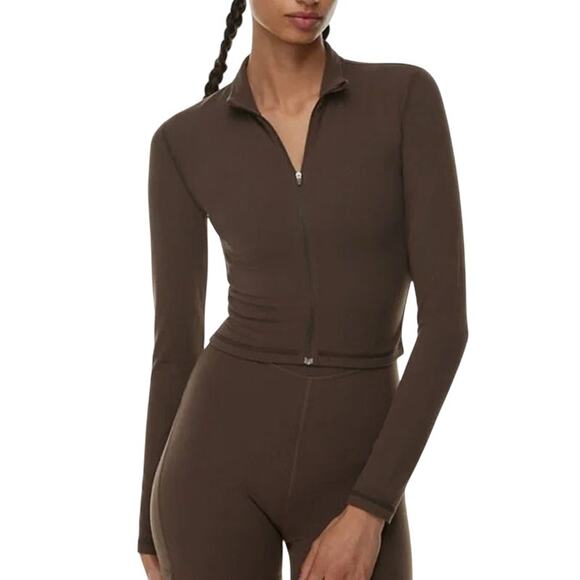 TNA Jackets & Blazers - TNA TnAction S TnaBUTTER Brown Limit Zip Jacket Longsleeve Mockneck Aritizia